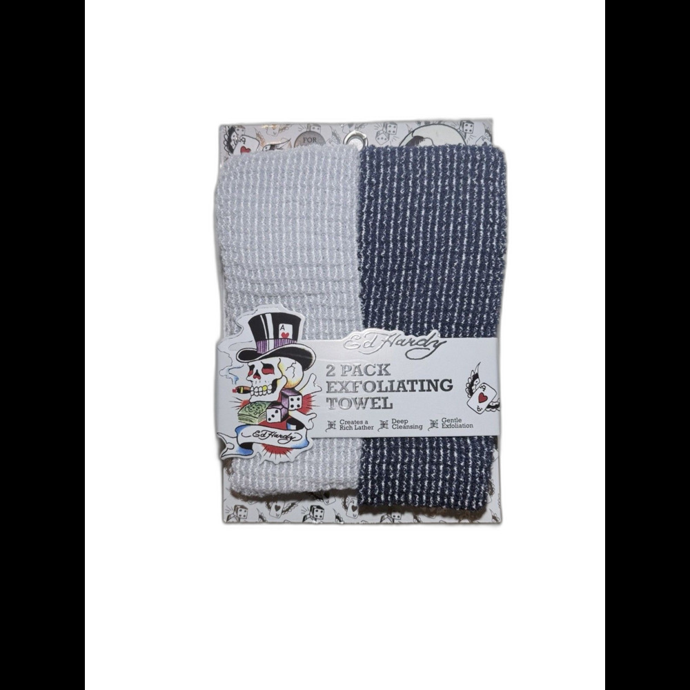 New Ed Hardy 2 Pack Exfoliating Towels Deep Cleansing For All Skin Types NWT